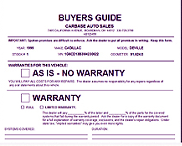 what documents to get when buying a used car