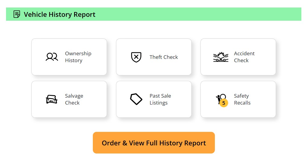 Cadillac vehicle history report upgrade sample